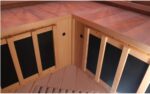 Dewello® Infrarotkabine Infrarotsauna LAKEFIELD 120cm x 120cm für 1-2 Personen aus Hemlock Holz mit Vollspektrumstrahler, LED-Farblicht, Bluetooth, FM,MP3,USB