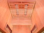 Infrarotkabine 2–3 Personen | Ganzglastür Klarglas | 120x100x195cm | Rubystrahler 1,5kW | Infrarot Sauna für Zuhause | Wärmekabine Holz natur | Fronteinstieg | Indoor Infrarotkabine