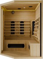Artsauna Eck-Infrarotkabine Nyborg E150K - Infrarotsauna 150x150 cm mit Dual-Technologie & LED-Farblicht - bis zu 4 Personen - Wärmekabine aus Hemlock