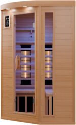 Dewello Infrarotkabine LAKEFIELD 3 120x120 DUAL-THERM für 1-2 Personen aus Hemlock Holz mit Vollspektrumstrahler