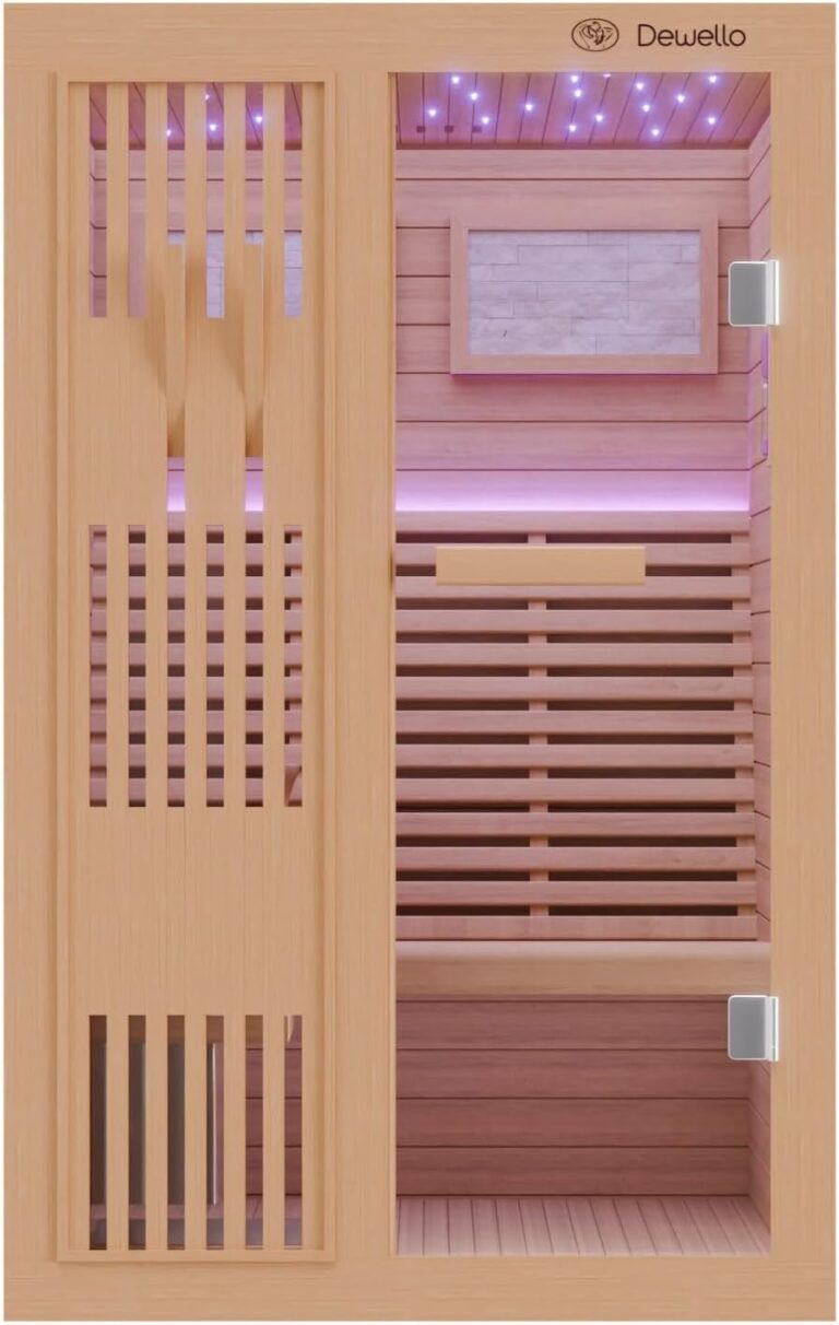 Dewello® Finnische Sauna Minto 120x120 Kabine aus Hemlock Tannenholz mit 3,5KW HARVIA Ofen 1-2 Personen inkl. Sauna Zubehör