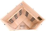 Dewello® Infrarotkabine Infrarotsauna LAKEFIELD 120cm x 120cm für 1-2 Personen aus Hemlock Holz mit Vollspektrumstrahler, LED-Farblicht, Bluetooth, FM,MP3,USB
