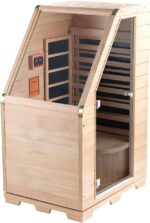 newgen medicals Infrarotkabine: Kompakte Infrarot-Sitzsauna aus Hemlock-Holz; 760 W; 0.62 m² (Infrarotsauna, Minisauna, Sitz)