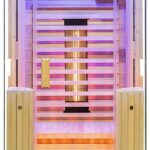 Dewello® Infrarotkabine Infrarotsauna Kingston 90cm x 90cm für 1 Person aus Hemlock Holz mit verstellbarem Vollspektrumstrahler