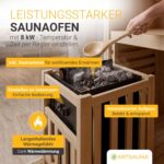 Artsauna Saunakabine Espoo 200 Premium mit Harvia Ofen — 5 Personen — Hemlock Holz, Glasfront und LED Licht — Inkl. Thermometer & Sanduhr —Komplett Set