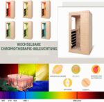 Ferninfrarot-Sauna 1 Person Tannenholz Heimsauna 5 Infrarot-Heizelemente Bluetooth 7-Farben Chromotherapie EMF-arm Seitentür mit Sicherheitsglas