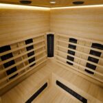 Artsauna Eck-Infrarotkabine Nyborg E150K - Infrarotsauna 150x150 cm mit Dual-Technologie & LED-Farblicht - bis zu 4 Personen - Wärmekabine aus Hemlock