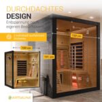 Artsauna Infrarotkabine Helsinki 150 Dual Technologie, LED - Infrarotsauna 150x150 cm - 1 Bank, 2 Liegen für 3 Personen - Wärmekabine Schwarz Black
