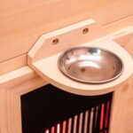 Dewello® Infrarotkabine Infrarotsauna Melville 130x105 für 1-2 Personen aus Hemlockholz und Walnussholz, Vollspektrumstrahler, Bodenstrahler, LED-Farblicht, Bluetooth