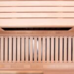 Dewello® Infrarotkabine Infrarotsauna Melville 130x105 für 1-2 Personen aus Hemlockholz und Walnussholz, Vollspektrumstrahler, Bodenstrahler, LED-Farblicht, Bluetooth