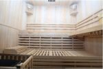 Dewello® Finnische Sauna Sarnia 180x140 Kabine aus Hemlock Tannenholz mit 6KW HARVIA Ofen 2-4 Personen inkl. komplettem Zubehör