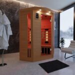 Dewello Infrarotkabine LAKEFIELD 3 120x120 DUAL-THERM für 1-2 Personen aus Hemlock Holz mit Vollspektrumstrahler