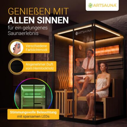 ARTSAUNA® Traditionelle Sauna Vantaa schwarz - moderne Indoorsauna