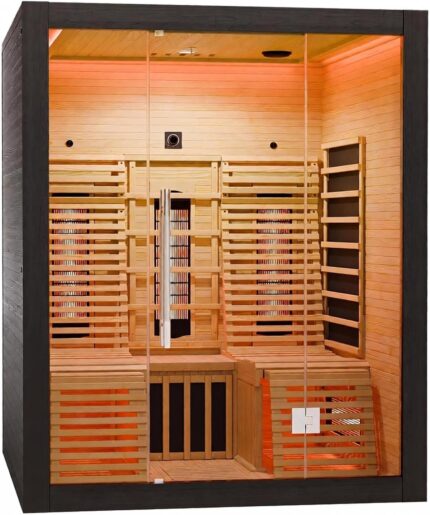Artsauna Infrarotkabine Helsinki 150 Dual Technologie, LED - Infrarotsauna 150x150 cm - 1 Bank, 2 Liegen für 3 Personen - Wärmekabine Schwarz Black