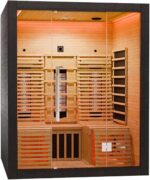 Artsauna Infrarotkabine Helsinki 150 Dual Technologie, LED - Infrarotsauna 150x150 cm - 1 Bank, 2 Liegen für 3 Personen - Wärmekabine Schwarz Black