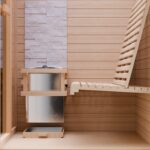 Dewello® Finnische Sauna Minto 120x120 Kabine aus Hemlock Tannenholz mit 3,5KW HARVIA Ofen 1-2 Personen inkl. Sauna Zubehör