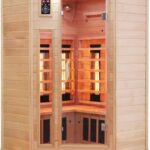 Dewello® Infrarotkabine Infrarotsauna LAKEFIELD 120cm x 120cm für 1-2 Personen aus Hemlock Holz mit Vollspektrumstrahler, LED-Farblicht, Bluetooth, FM,MP3,USB