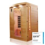 Dewello® Infrarotkabine Infrarotsauna Pierson 90x90 für 1 Person aus Hemlock Holz mit Vollspektrumstrahler, Bodenstrahler, LED-Farblicht, Bluetooth, FM,MP3,USB