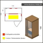 Dewello® Infrarotkabine Infrarotsauna Hamlin 130x105cm für 1-2 Personen aus Hemlock Holz mit Vollspektrumstrahler, Bodenstrahler, LED-Farblicht, Bluetooth, FM,MP3,USB