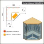 Dewello® Infrarotkabine Infrarotsauna Brandon 120cm x 120cm Dual-Therm für 1-2 Personen aus Hemlock Holz mit Vollspektrumstrahler, Bodenstrahler, LED-Farblicht, Bluetooth, FM,MP3,USB