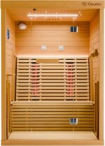Dewello® Infrarotkabine Infrarotsauna Palermo 135x120 für 1-2 Personen aus Hemlockholz, Vollspektrumstrahler, Bodenstrahler, LED-Farblicht und Beleuchtung, Bluetooth