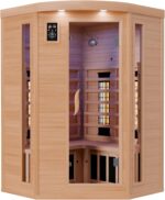 Dewello Infrarotkabine LAKEFIELD 3 120x120 DUAL-THERM für 1-2 Personen aus Hemlock Holz mit Vollspektrumstrahler