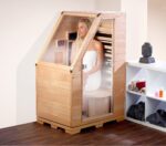 newgen medicals Infrarotkabine: Kompakte Infrarot-Sitzsauna aus Hemlock-Holz; 760 W; 0.62 m² (Infrarotsauna, Minisauna, Sitz)