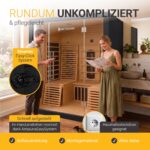 Artsauna Infrarotkabine Helsinki 150 Dual Technologie, LED - Infrarotsauna 150x150 cm - 1 Bank, 2 Liegen für 3 Personen - Wärmekabine Schwarz Black