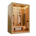 Artsauna Infrarotkabine Kiruna90 mit 4 Vollspektrum- & 3 Flächenstrahler, 1 Person, 90 x 90 x 190 cm, LED Farblicht & Glastür, Infrarotsauna Sauna