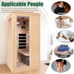 Ferninfrarot-Sauna 1 Person Tannenholz Heimsauna 5 Infrarot-Heizelemente Bluetooth 7-Farben Chromotherapie EMF-arm Seitentür mit Sicherheitsglas
