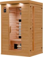 Dewello® Infrarotkabine Infrarotsauna Hyder 115x105 für 1-2 Personen aus Hemlock Holz mit Vollspektrumstrahler, LED-Farblicht, Bluetooth, FM,MP3,USB