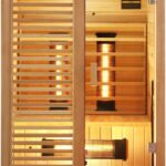 Dewello® Infrarotkabine Infrarotsauna Hamlin 130x105cm für 1-2 Personen aus Hemlock Holz mit Vollspektrumstrahler, Bodenstrahler, LED-Farblicht, Bluetooth, FM,MP3,USB