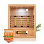 Artsauna Infrarotkabine Kiruna90 mit 4 Vollspektrum- & 3 Flächenstrahler, 1 Person, 90 x 90 x 190 cm, LED Farblicht & Glastür, Infrarotsauna Sauna