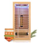 Artsauna Infrarotkabine Kiruna160 mit 6 Vollspektrum- & 3 Flächenstrahler, 3 Personen, 160x105x190 cm, LED Farblicht & Glastür, Infrarotsauna Sauna