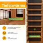 Artsauna Infrarotkabine Kiruna120 mit 5 Vollspektrum- & 3 Flächenstrahler, 2 Personen, 120 x 105 x 190 cm, LED Farblicht & Glastür, Infrarotsauna Sauna