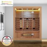 Artsauna Infrarotkabine Kiruna160 mit 6 Vollspektrum- & 3 Flächenstrahler, 3 Personen, 160x105x190 cm, LED Farblicht & Glastür, Infrarotsauna Sauna