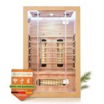 Artsauna Infrarotkabine Kiruna160 mit 6 Vollspektrum- & 3 Flächenstrahler, 3 Personen, 160x105x190 cm, LED Farblicht & Glastür, Infrarotsauna Sauna