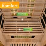 Artsauna Infrarotkabine Kiruna120 mit 5 Vollspektrum- & 3 Flächenstrahler, 2 Personen, 120 x 105 x 190 cm, LED Farblicht & Glastür, Infrarotsauna Sauna