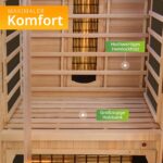 Artsauna Infrarotkabine Kiruna90 mit 4 Vollspektrum- & 3 Flächenstrahler, 1 Person, 90 x 90 x 190 cm, LED Farblicht & Glastür, Infrarotsauna Sauna