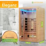 Artsauna Infrarotkabine Kiruna120 mit 5 Vollspektrum- & 3 Flächenstrahler, 2 Personen, 120 x 105 x 190 cm, LED Farblicht & Glastür, Infrarotsauna Sauna