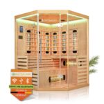 Artsauna Infrarotkabine Kiruna120 mit 5 Vollspektrum- & 3 Flächenstrahler, 2 Personen, 120 x 105 x 190 cm, LED Farblicht & Glastür, Infrarotsauna Sauna